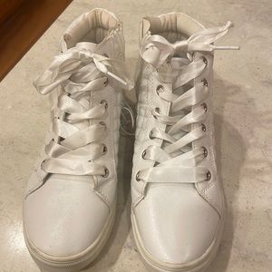 White high top girls Justice shoes size for
